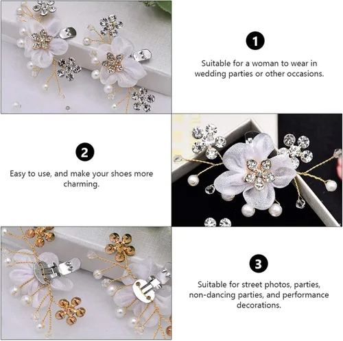 Vista 3 de Holibanna 1 par de hebilla de zapato decorativo flor zapatos accesorios para zapatos nupcial floral clip zapatos decoraciones elegantes zapatos