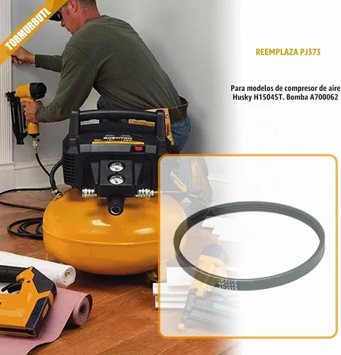 Vista 4 de PJ373 Correa para compresores de aire Husky se adapta a la bomba modelo H1504ST, A700062