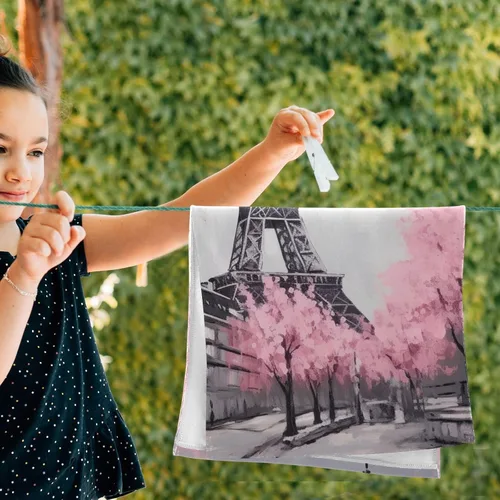 Vista 5 de Kigai Pink Paris Tower - Juego de 2 toallas de mano suaves y absorbentes, toallas decorativas para baño, spa, gimnasio, 28 x 14 pulgadas