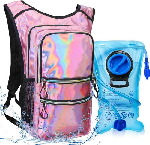 Vista 16 de Paquete de hidratación, mochila de agua con vejiga de hidratación de 3 L, aislamiento ligero, esencial para festivales, mochila de hidratación rave