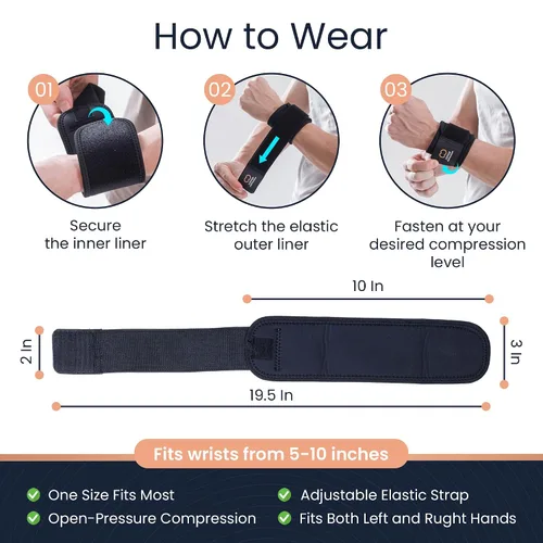 Vista 9 de Copper Compression Muñequeras (paquete de 2) – Soporte de muñeca ajustable con infusión de cobre para levantamiento de pesas, entrenamientos