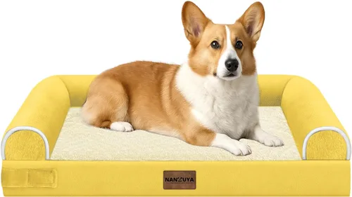 Vista 75 de NANUYA - Cama ortopédica para perros de tamaño mediano/grande, lavable: Camas con almohada para perros de tamaño mediano/grande, sofá de espuma