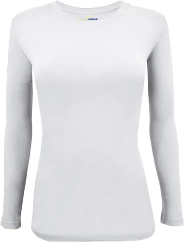 Vista 2 de Natural Uniforms Camiseta de manga larga con cuello redondo para mujer, paquete de 5