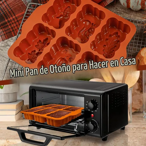 Vista 6 de Molde de silicona mini para pan de cosecha de otoño, molde rectangular de silicona de 6 cavidades de otoño, molde de silicona mini para pan