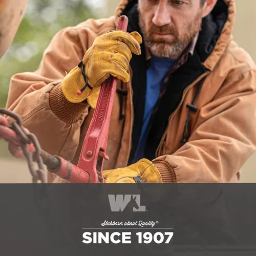 Vista 6 de Wells Lamont Work Gloves Men and Women, Cowhide Leather Work Gloves, Adjustable Wrist