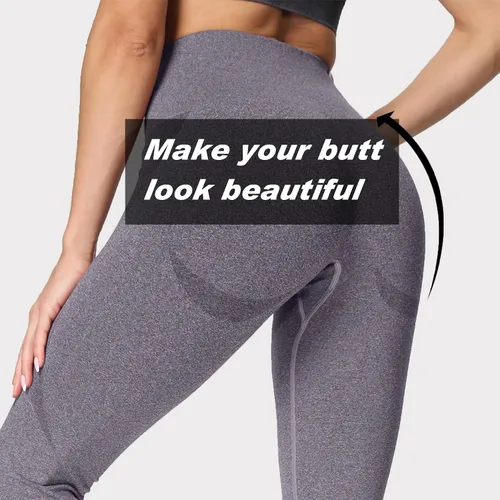 Vista 2 de Aoxjox Leggings sin costuras para mujer, con levantamiento de glúteos, cintura alta, pantalones de yoga para entrenamiento