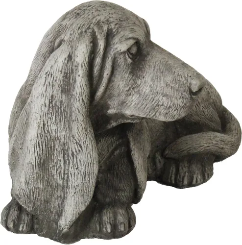 Vista 2 de Basset Hound Sentado Perro Estatua Concreto Cachorro Jardín Esculturas