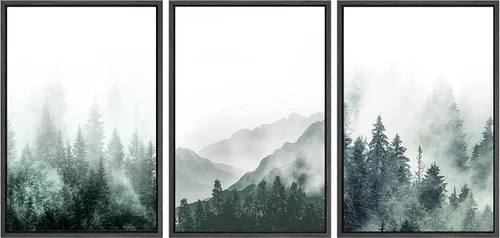 Vista 30 de SIGNWIN Lienzo enmarcado para pared, juego de arte de campos pastorales, flores silvestres, campo rústico, paisaje, floral, ilustraciones modernas