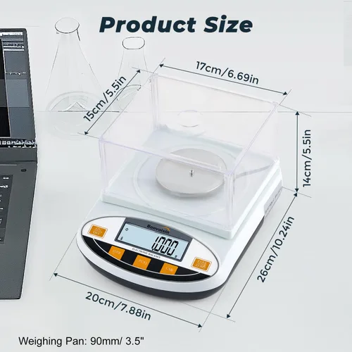 Vista 8 de Báscula de laboratorio Bonvoisin 3.53 oz x 0.00004 oz Balanza analítica digital de gramos Precision Scale with %, 13 Units, GN to 0.00, Tare