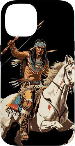 Vista 4 de Funda para iPhone 16 nativo americano jefe indio caballero guerrero Cherokee