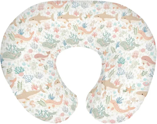 Vista 12 de Lindas fundas de almohada de lactancia para niños y niñas, nutrias marinas, peces, conchas, conchas, funda de almohada para lactancia materna