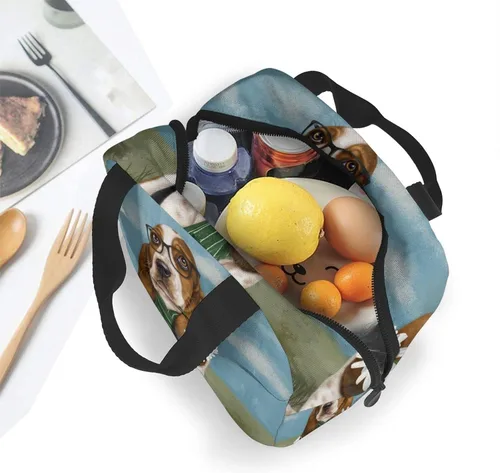 Vista 4 de Loncheras para mujeres y hombres, bolsa de almuerzo aislada para adultos Basset Hound Dog Lunch Box para hombre y mujer, bolsas de almuerzo