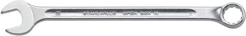 Vista 6 de Stahlwille 40100606 Llave combinada, caja abierta, larga, tamaño 0.236 in, ángulo final de anillo de 10 grados, hecha de acero de aleación de cromo