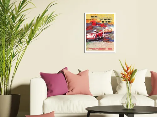 Vista 3 de 24 Hours of Le Mans - 1950-1956 Porsche Victories - Vintage Car Racing Poster c.1957 - Master Art Print (Unframed) 6in x 9in