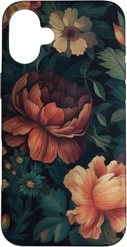 Vista 23 de Vintage Dark Flower Pattern Moody Floral Case for iPhone 17