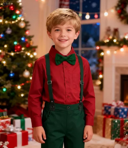 Vista 13 de A&J DESIGN Conjunto de ropa formal para niños pequeños con tirantes y tirantes