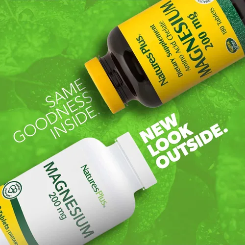 Vista 2 de NaturesPlus Magnesio - 200 mg, 180 Tabletas - Vegetariano, Sin Gluten - 180 Porciones