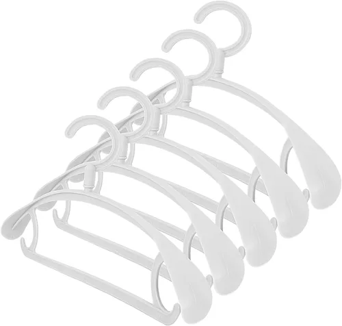 Vista 12 de DEDU Perchas de plástico para ropa, paquete de 20 perchas extra gruesas con gancho giratorio de 360° antideslizantes, perchas para suéteres Beige