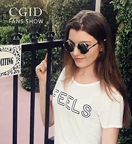 Vista 2 de CGID E72 Retro Steampunk Style Inspired Round Metal Circle Polarized Sunglasses for Women Men