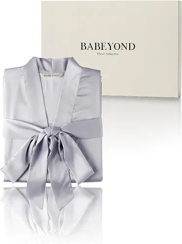 Vista 7 de BABEYOND Kimono bata larga de satén floral para dormir, bata de baño para soltera.