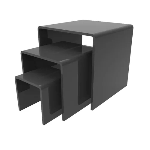Vista 14 de FixtureDisplays® One Riser Combo - Cubo de 2 pulgadas de 3 caras con pedestal de plexiglás negro Lucite acrílico, accesorios para exhibición