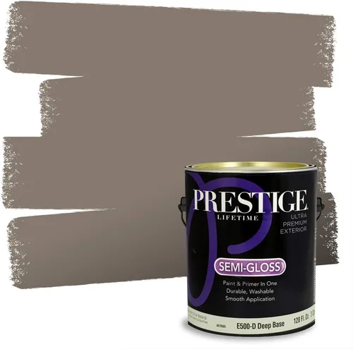 Vista 205 de PRESTIGE Pinturas Pintura Exterior e Imprimación en Uno, 1 Galón, Mate, Combinación Comparable de Sherwin Williams* Black Magic* SW6991-PCM