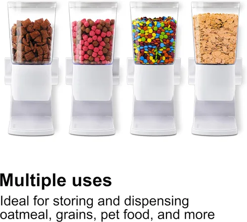 Vista 4 de Dispensador de cereales para encimera, paquete de 2, dispensador de alimentos secos de 3.2 L, contenedores organizadores de aperitivos con tapas