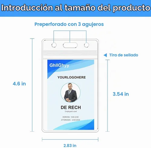 Vista 2 de Paquete de 6 soportes extra gruesos para tarjetas de identificación, duraderos y sellables, impermeables, verticales, fundas de plástico PVC