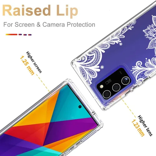 Vista 2 de Funda para Galaxy Note 20 Ultra 5G SM-N986U con protector de pantalla de vidrio templado, funda protectora de cuerpo completo con bonito