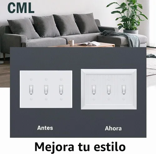 Vista 3 de CML Classic - Placa de pared para interruptor de luz de palanca de 3
