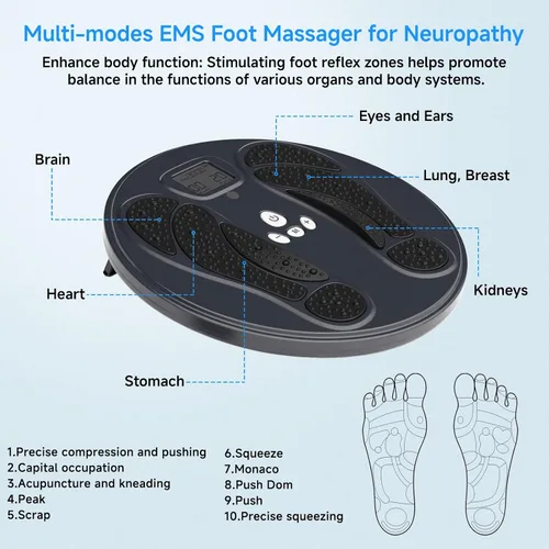 Vista 6 de Aprobación de la FDA - Estimulador muscular electrónico para masaje de piernas y pies con neuropatía, masajeador de pies EMS para alivio del dolor