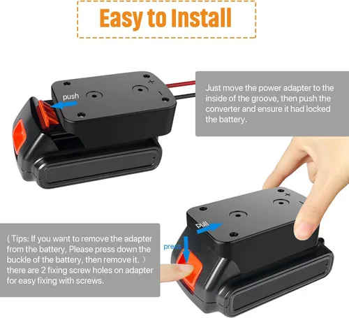 Vista 4 de Adaptador de rueda eléctrica con fusible e interruptor, adaptador de batería seguro para batería de litio de 20 V MAX, con cable de calibre 12, buen