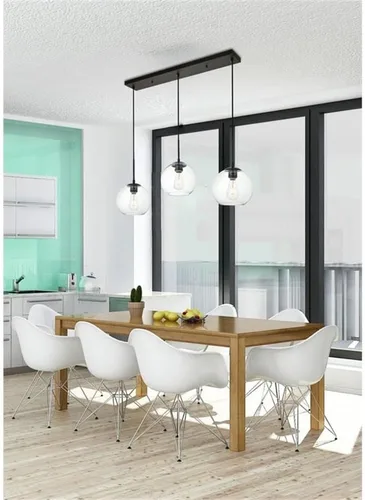 Vista 2 de Elegant Lighting Living District Baxter - Colgante de metal con 3 luces, acabado negro y transparente
