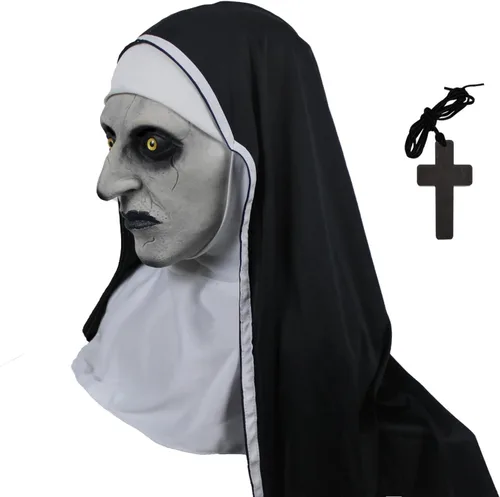 Vista 2 de Máscara de monja, máscara de disfraz de monja de cabeza completa para accesorios de fiesta de Halloween