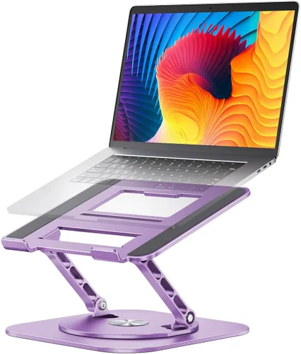 Vista 7 de AOEVI Soporte ajustable para computadora con base giratoria de 360°, elevador ergonómico plegable para computadora portátil para escritorio