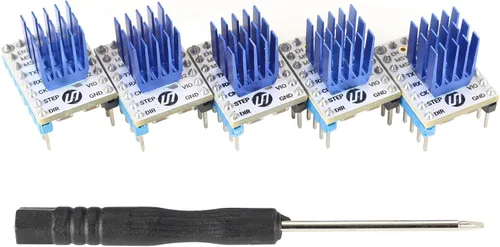 Vista 8 de FYSETC Piezas de impresora 3D, 5 unidades de actualización Stepstick silencio S2209 V4.0 controlador de motor paso a paso modo UART con disipador