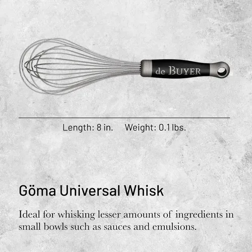 Vista 2 de de Buyer GOMA - Batidor universal de 8 pulgadas, ideal para batir huevos, salsas y emulsiones, diseñado para uso pesado y frecuente, agarre