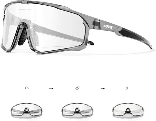 Vista 17 de KAPVOE Gafas de ciclismo fotocromáticas para hombres y mujeres, gafas de sol para bicicleta de montaña MTB, deportes, transición, triatlón, carrera