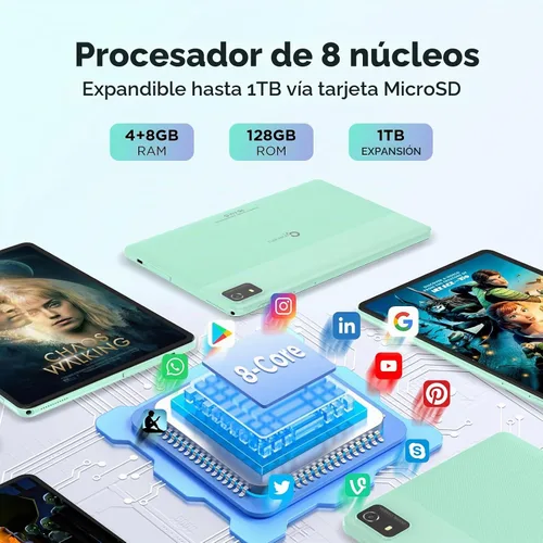Vista 3 de CWOWDEFU Tablet Android 14 de 10 pulgadas, 12 GB+128 GB, expansión de 1 TB, octa-core compatible con L1 Widevine con WiFi 6, 6000 mAh, cámara dual