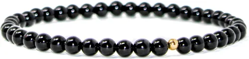 Vista 4 de Charged Healing Crystal Bracelet - Natural 4mm Gemstones with 14k Gold Filled Bead, Stretch Cord - Semi-Precious Jewelry for Women & Men