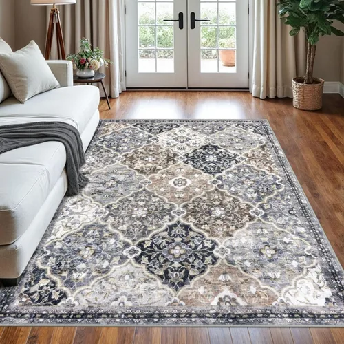 Vista 91 de KILOCOCO Alfombra marroquí pequeña, de 2 x 3 pies, color negro/dorado, súper suave, lavable, para interiores, vintage, lavable, antideslizante