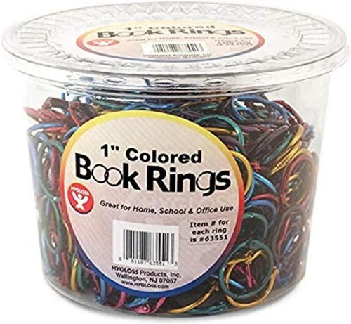 Vista 7 de Hygloss Products 61311 - Anillos de libro – Anillos de acero de colores surtidos de 1 pulgada, paquete de 12 Variado