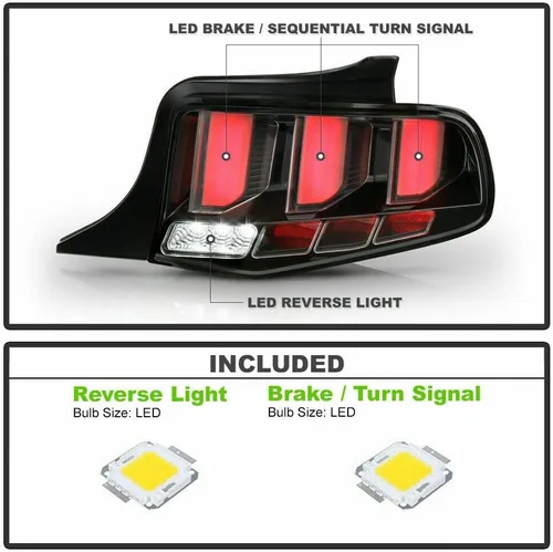 Vista 2 de Luz trasera izquierda derecha negro transparente para Ford Mustang Lente Transparente