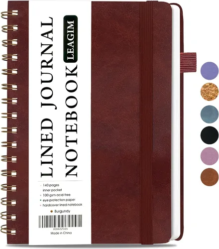 Vista 8 de LEAGIM Cuaderno rayado en espiral para mujeres y hombres, cuaderno de tapa dura con rayas universitarias para trabajo y toma de notas, diarios