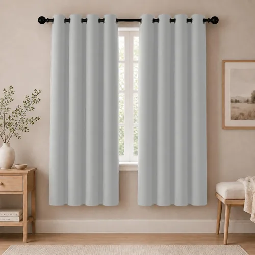 Vista 61 de Cortinas de oscurecimiento de habitación de 45 pulgadas de largo para dormitorio y sala de estar, cortinas térmicas aislantes con ojales