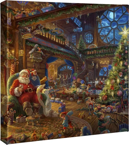 Vista 3 de Thomas Kinkade Studios Santa's Workshop - Lienzo envuelto en galería de 8 x 10 pulgadas