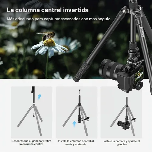 Vista 4 de SmallRig CT180 Trípode de Video, Trípode de Cámara de 72" Monopie con Cabezal Fluido, Trípode de Cámara de Aluminio, Cabezal Fluido Panorámico