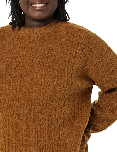 Vista 5 de Tienda Essentials Womens Soft-Touch Modern Cable Crewneck Sweater (Available in Plus Size)