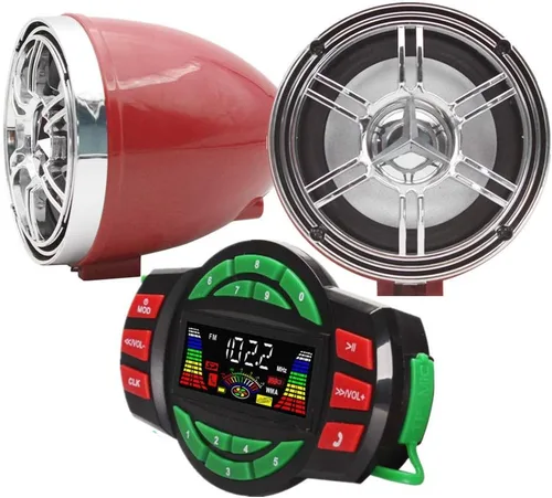 Vista 5 de XYC Amplificador Bluetooth de 12 V UTV ATV Sistema de sonido Altavoces manos libres FM Sistema de audio USB Estéreo de 3.5 pulgadas Altavoces de 12