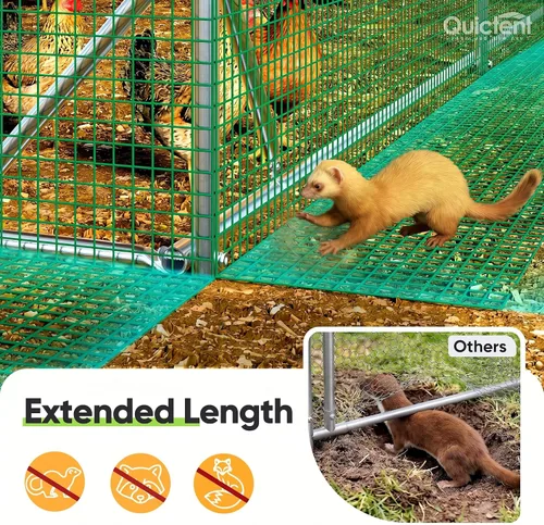 Vista 2 de Quictent - Gallinero de metal grande para más de 30 aves de corral con paño plateado